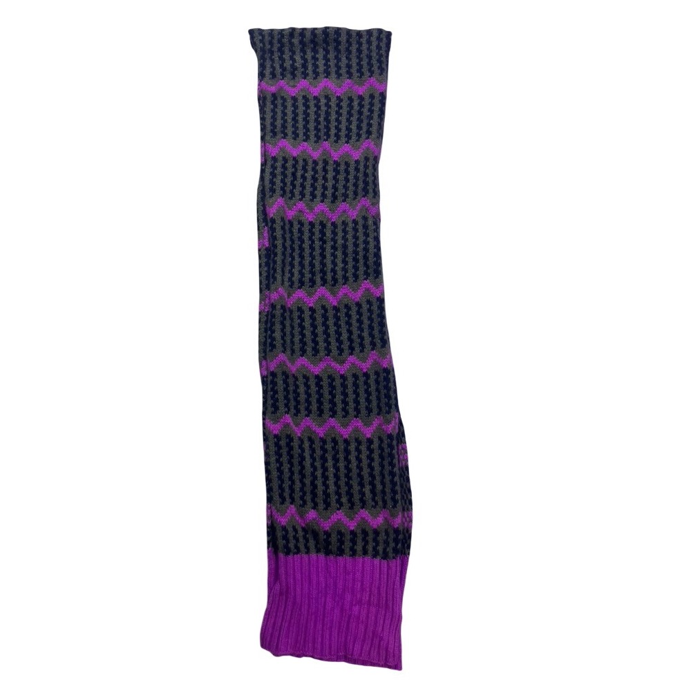 J.Crew Knit Scarf Womens OS Purple Fair Isle Lambs Wool Cashmere Winter
